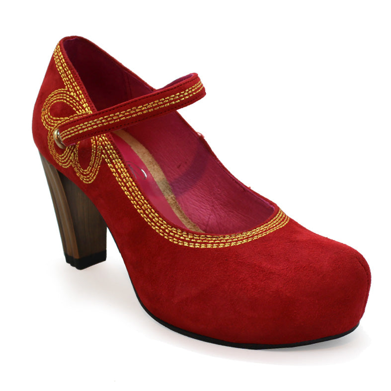 Cognac - Red Suede bar shoe Secondary image