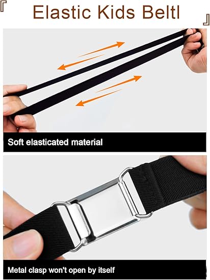 Cokeesun 4‑Pack Elastic Kids Belts – Silver Buckles - Kids Accessories - British D'sire