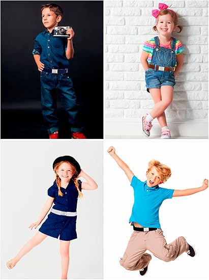 Cokeesun 4‑Pack Elastic Kids Belts – Silver Buckles - Kids Accessories - British D'sire