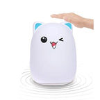 Color Change Cat Shape USB Rechargeable LED Silicone Soft Nightlight (Blue) - British D'sire