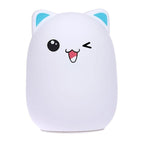 Color Change Cat Shape USB Rechargeable LED Silicone Soft Nightlight (Blue) - British D'sire
