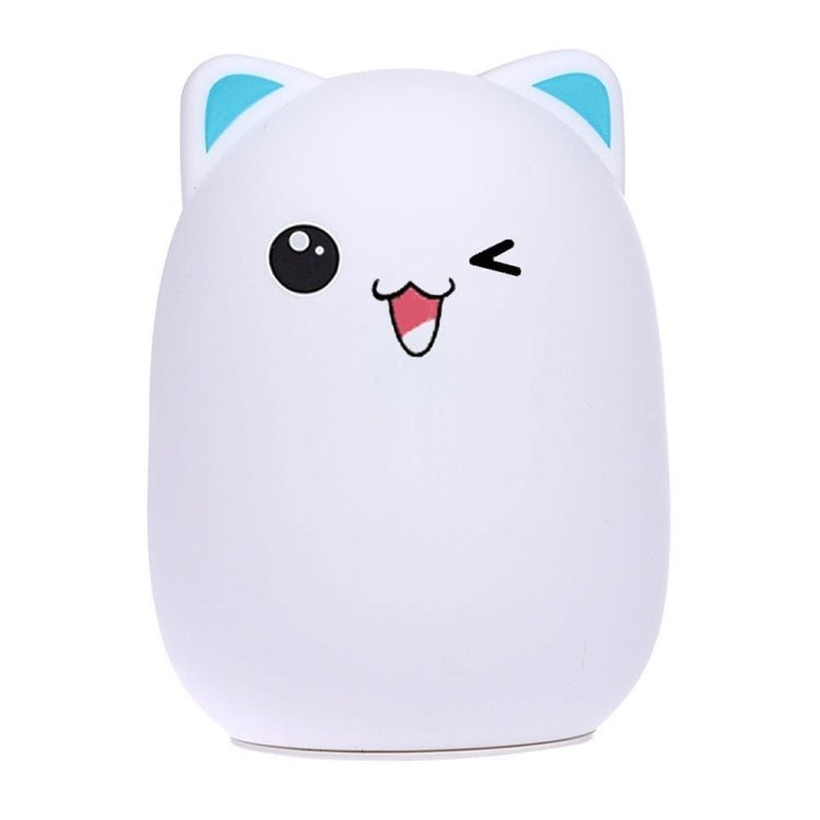 Color Change Cat Shape USB Rechargeable LED Silicone Soft Nightlight (Blue) - British D'sire