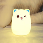 Color Change Cat Shape USB Rechargeable LED Silicone Soft Nightlight (Blue) - British D'sire