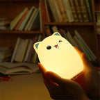 Color Change Cat Shape USB Rechargeable LED Silicone Soft Nightlight (Blue) - British D'sire
