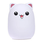 Color Change Cat Shape USB Rechargeable LED Silicone Soft Nightlight (Pink) - British D'sire
