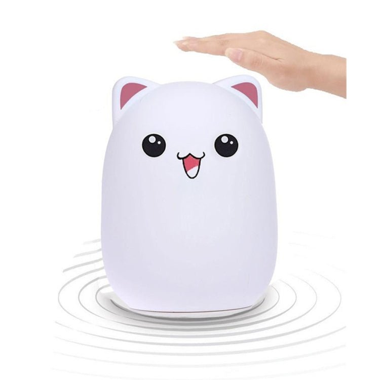 Color Change Cat Shape USB Rechargeable LED Silicone Soft Nightlight (Pink) - British D'sire