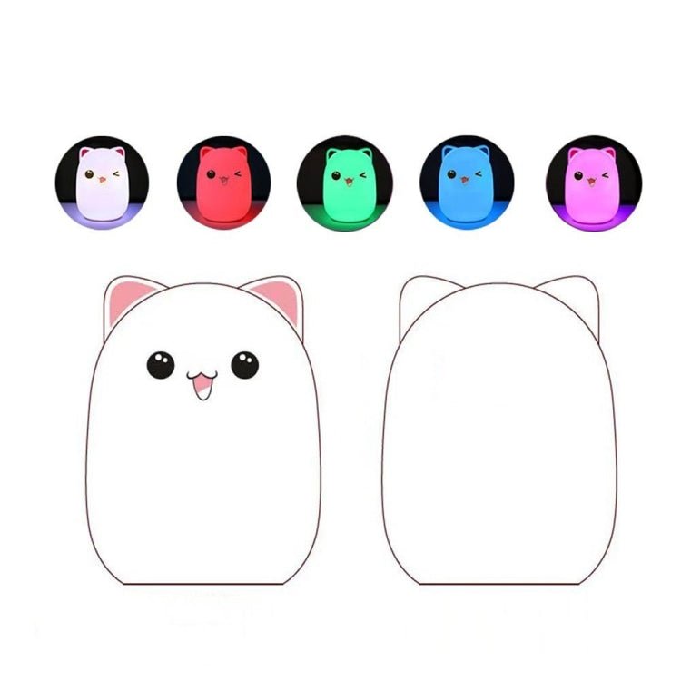 Color Change Cat Shape USB Rechargeable LED Silicone Soft Nightlight (Pink) Secondary image
