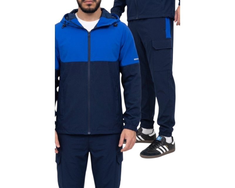 Colour Block Cargo Pant Hooded Tech Tracksuit - Tracksuit - British D'sire