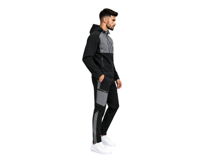 Colour Block Cargo Pant Hooded Tech Tracksuit - Tracksuit - British D'sire