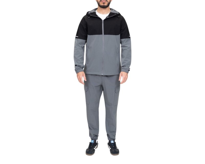 Colour Block Cargo Pant Hooded Tech Tracksuit - Tracksuit - British D'sire