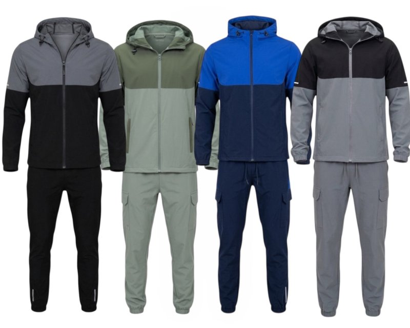 Colour Block Cargo Pant Hooded Tech Tracksuit - Tracksuit - British D'sire Main image