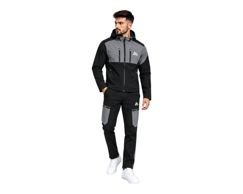 Colour Block Cargo Pant Hooded Tech Tracksuit - Tracksuit - British D'sire
