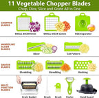 Connoisseur 16 - in - 1 Vegetable Chopper with 1.2L Container & Draining Basket | Multifunctional Mandoline Slicer for Veggies, Onions, Garlic, Potatoes & Salads | Grey Kitchen Tool for Convenient Food Prep & Precision Cutting - Vegetable Chopper - British D'sire