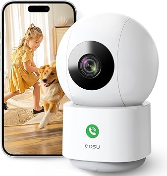Connoisseur AOSU Indoor Camera with 2.4/5GHz WiFi – 2K Home Security Baby & Pet Monitor | 360° View, One - Touch Call, Night Vision, Motion Detection, Smart Tracking & APP Integration for Families & Pet Owners - Indoor Camera - British D'sire