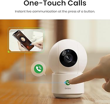 Connoisseur AOSU Indoor Camera with 2.4/5GHz WiFi – 2K Home Security Baby & Pet Monitor | 360° View, One - Touch Call, Night Vision, Motion Detection, Smart Tracking & APP Integration for Families & Pet Owners - Indoor Camera - British D'sire