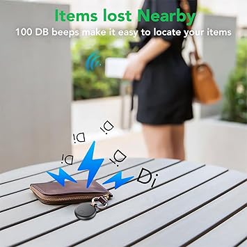 Connoisseur Bluetooth Air Tag Tracker - 4 Pack | Compatible with Apple Find My App (iOS Only) | Replaceable Battery | IP67 Waterproof Item Finder for Luggage, Bags, Wallets, Keys, Backpacks, Cars | Durable and Compact Design for Everyday Use | Black - Bluetooth Air Tag Tracker - British D'sire