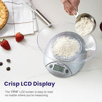 Connoisseur Digital Kitchen Scales with 0.6L Bowl – 5kg/11lb Capacity, ml & fl oz Liquid Measurement | Silver Food Scales with Tare Function & LCD Display | Compact, High - Precision Tool for Cooking & Baking - Digital Kitchen Scales - British D'sire