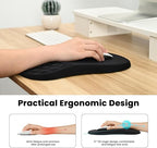 Connoisseur EooCoo Ergonomic Mouse Pad Wrist Support – 12x8 Inch Black | Pain Relief Mousepad with Memory Foam & Massage Design | Non - Slip Silicone Base for Comfort & Stability | Ideal for Office, Home, and Gaming Use - Mouse Pad - British D'sire