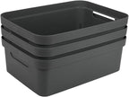 Connoisseur Jolie Max Plastic Storage Boxes – Set of 3, 19L Each | Dark Grey Matte Finish Decorative Organizers with Handles | Stackable & Nestable Space - Saving Design for Home & Office | Durable, Lightweight Storage Solution with Lids - Storage - British D'sire