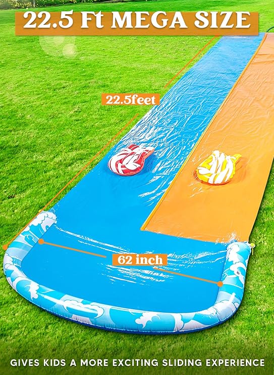 Connoisseur JOYIN 685cm Slip Slide with 2 Bodyboards – Lawn Water Slide with Built - in Sprinkler | Summer Outdoor Fun for Kids & Adults | Durable, Easy - to - Set - Up Backyard Water Toy for Sliding & Splashing Excitement - Lawn Water Slide with Built - in Sprinkler - British D'sire