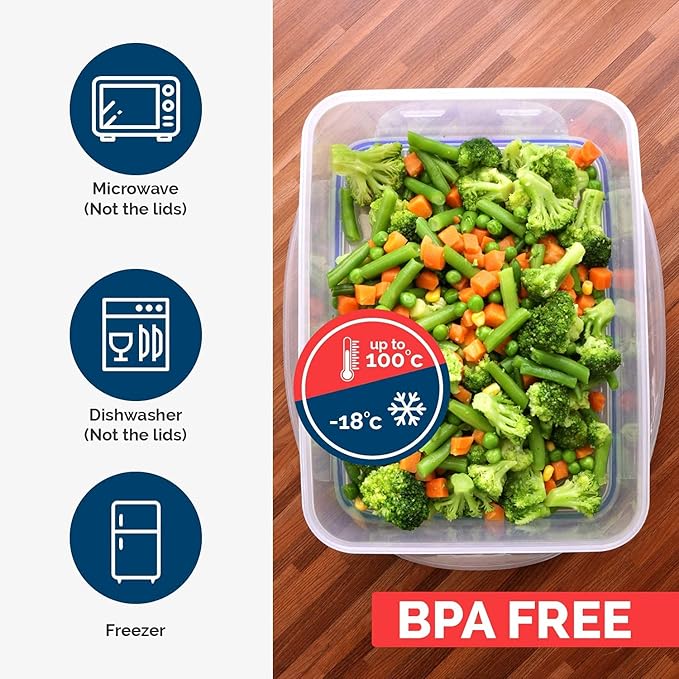 Connoisseur KICHLY Food Storage Containers Set – 12 BPA - Free Kitchen Organizer Containers with Lids | Durable & Stackable Blue Containers for Meal Prep, Pantry Organization & Food Freshness | Perfect for Homes & Offices - Kitchen Storage Set - British D'sire