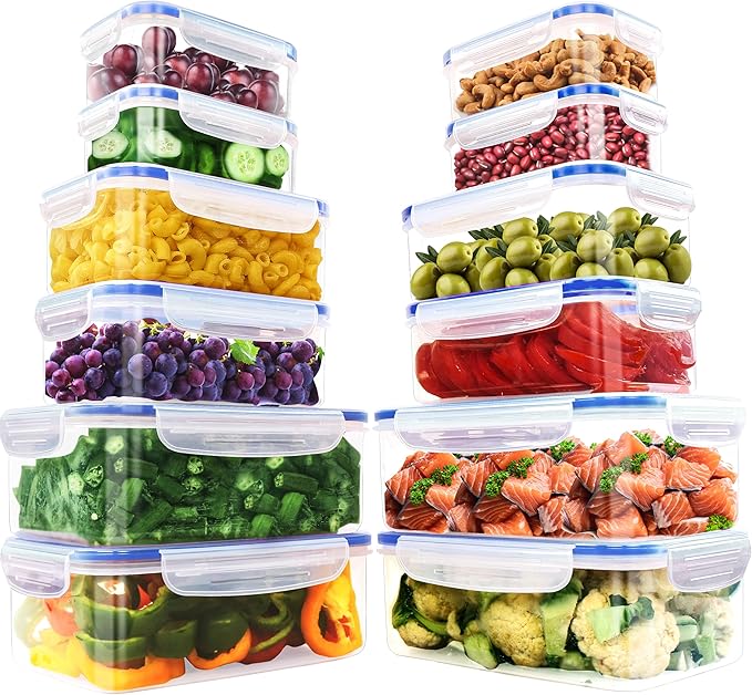 Connoisseur KICHLY Food Storage Containers Set – 12 BPA - Free Kitchen Organizer Containers with Lids | Durable & Stackable Blue Containers for Meal Prep, Pantry Organization & Food Freshness | Perfect for Homes & Offices - Kitchen Storage Set - British D'sire