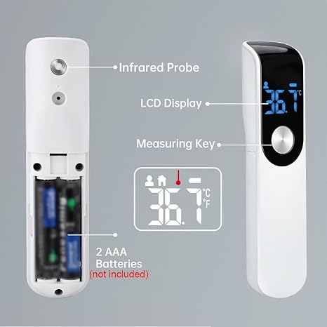 Connoisseur Lvozize No - Touch Forehead Thermometer – Infrared Digital Thermometer for Adults & Kids | ℃/℉ Instant Temperature Reading with Fever Alarm | Hygienic, Accurate, and Easy - to - Use Medical Device (White) - Thermometer - British D'sire
