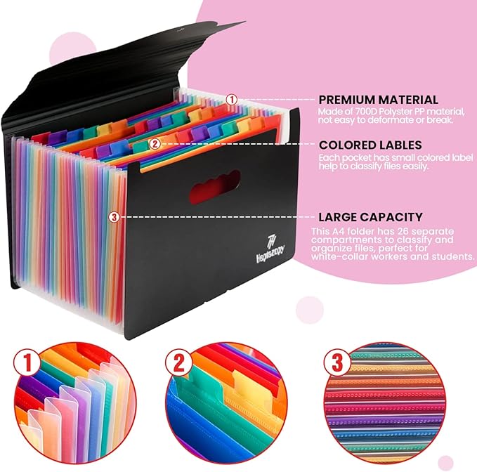 Connoisseur MaxFile A4 Document Organiser – 26 Folder File with Clips ...