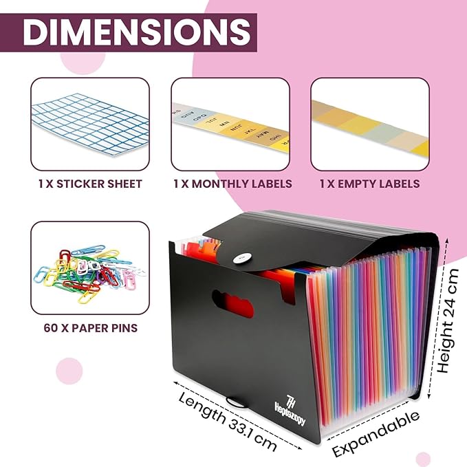 Connoisseur MaxFile A4 Document Organiser – 26 Folder File with Clips ...