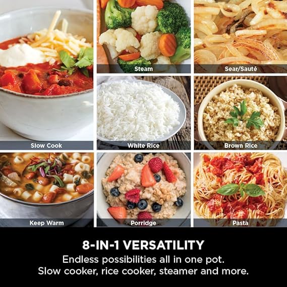 Connoisseur Ninja Foodi Possible Cooker – 6L Slow Cooker & Rice Cooker with 8 - in - 1 Versatile Functions | Midnight Blue Kitchen Appliance for Families & Cooking Enthusiasts | Durable, Time - Saving & Multi - Purpose - Rice Cooker - British D'sire