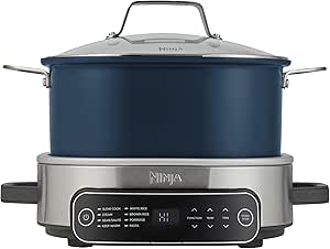Connoisseur Ninja Foodi Possible Cooker – 6L Slow Cooker & Rice Cooker with 8 - in - 1 Versatile Functions | Midnight Blue Kitchen Appliance for Families & Cooking Enthusiasts | Durable, Time - Saving & Multi - Purpose - Rice Cooker - British D'sire