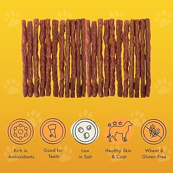 Connoisseur Pet Munchies Chicken and Sweet Potato Dog Treats – Healthy Grain - Free Dental Sticks | 90g of Natural Real Meat Snacks for Dogs | Supports Dental Health, Easily Digestible & Nutrient - Rich - Dog Treats - British D'sire