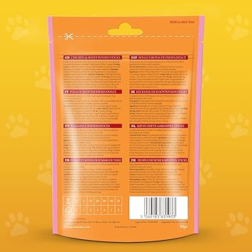 Connoisseur Pet Munchies Chicken and Sweet Potato Dog Treats – Healthy Grain - Free Dental Sticks | 90g of Natural Real Meat Snacks for Dogs | Supports Dental Health, Easily Digestible & Nutrient - Rich - Dog Treats - British D'sire