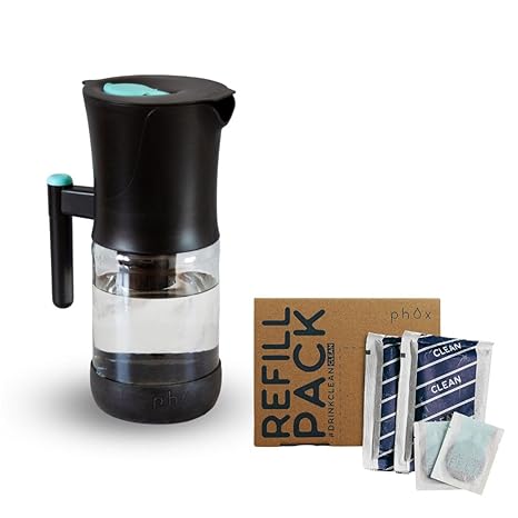 Connoisseur Phox V2 Water Filter Jug – 2.2L Glass Filter Jug with Cartridge | 3 - Month Clean Pack Supply for Purified Drinking Water | Eco - Friendly, Reusable System for Homes & Offices | Promotes Health & Reduces Plastic Waste - Water Filter - British D'sire
