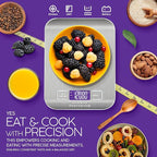 Connoisseur PORTENTUM Digital Kitchen Scales – 5kg/11lb Capacity with Large LCD Display | Stainless Steel Weighing Surface, Liquid Measurement & Tare Function | High - Precision Food Scales for Cooking & Baking (1g Accuracy) - Kitchen Scales - British D'sire