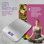 Connoisseur PORTENTUM Digital Kitchen Scales – 5kg/11lb Capacity with Large LCD Display | Stainless Steel Weighing Surface, Liquid Measurement & Tare Function | High - Precision Food Scales for Cooking & Baking (1g Accuracy) - Kitchen Scales - British D'sire