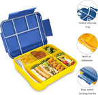 Connoisseur SiHuiTu 1330ml Bento Lunch Box with 6 Compartments – Leak - Proof Lunch Box with Cutlery Set | Durable Snack Box for Adults & Kids | Perfect for School, Kindergarten & Office | Blue - Yellow Design for Organized & Fresh Meals - Lunch Box Sets - British D'sire