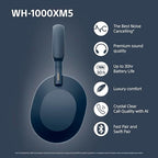 Connoisseur Sony WH - 1000XM5 Noise Cancelling Wireless Over - Ear Headphones | Midnight Blue | Bluetooth Headphones with Clear Call Quality, Hi - Res Audio, and Alexa & Google Assistant Integration| Premium Comfort and Advanced Noise - Cancelling Technology - Headphones - British D'sire