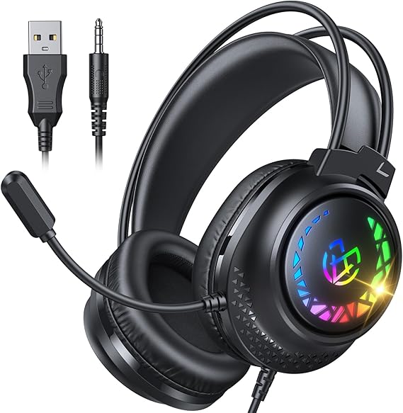 Connoisseur Tatybo Wired Gaming Headset for PS5, PS4, Xbox Series X/S, Switch & PC | Stereo Surround Sound Headphones with Noise-Cancelling Mic & LED Lights | Comfortable, Durable Design for Gamers Seeking Immersive Audio Secondary image