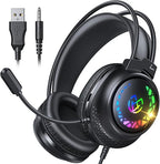 Connoisseur Tatybo Wired Gaming Headset for PS5, PS4, Xbox Series X/S, Switch & PC | Stereo Surround Sound Headphones with Noise - Cancelling Mic & LED Lights | Comfortable, Durable Design for Gamers Seeking Immersive Audio - Headsets - British D'sire