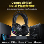 Connoisseur Tatybo Wired Gaming Headset for PS5, PS4, Xbox Series X/S, Switch & PC | Stereo Surround Sound Headphones with Noise - Cancelling Mic & LED Lights | Comfortable, Durable Design for Gamers Seeking Immersive Audio - Headsets - British D'sire