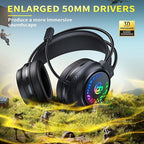 Connoisseur Tatybo Wired Gaming Headset for PS5, PS4, Xbox Series X/S, Switch & PC | Stereo Surround Sound Headphones with Noise - Cancelling Mic & LED Lights | Comfortable, Durable Design for Gamers Seeking Immersive Audio - Headsets - British D'sire