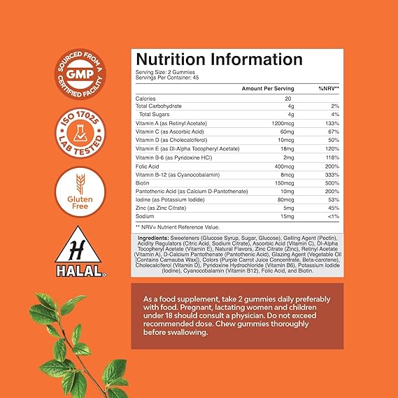 Connoisseur WellnessBites Multivitamin Gummies – 90 Gummies Blend for Adults | Immunity Vitamins & Daily Energy Support for Women & Men | B12, Zinc, D, E, Biotin, Vitamin A & E | Promotes Good Health & Vitality - Multivitamin Gummies - British D'sire