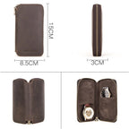 Contacts Family CF1114 Leather Watch Box Retro Crazy Horse Leather Zipper Couple Watch Bag(Coffee) - British D'sire