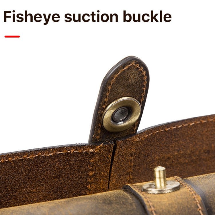 CONTACTS FAMILY CF1117 Retro Crazy Horse Texture Leather Watch Box Round Buckle Storage Box,Capacity: Can Hold 3 Watches(Coffee) - British D'sire