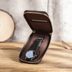 Contacts Family CF1121 Retro Crazy Horse Leather Watch Storage Box Single Watch Seat Portable Watch Zipper Bag(Coffee) - British D'sire