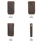 Contacts Family CF1121 Retro Crazy Horse Leather Watch Storage Box Single Watch Seat Portable Watch Zipper Bag(Coffee) - British D'sire