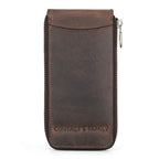 Contacts Family CF1121 Retro Crazy Horse Leather Watch Storage Box Single Watch Seat Portable Watch Zipper Bag(Coffee) - British D'sire