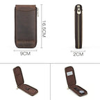 Contacts Family CF1121 Retro Crazy Horse Leather Watch Storage Box Single Watch Seat Portable Watch Zipper Bag(Coffee) - British D'sire