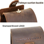 Contacts Family CF1125 Single Watch Position Crazy Horse Leather Watch Box Round Watch Storage Box(Coffee) - British D'sire